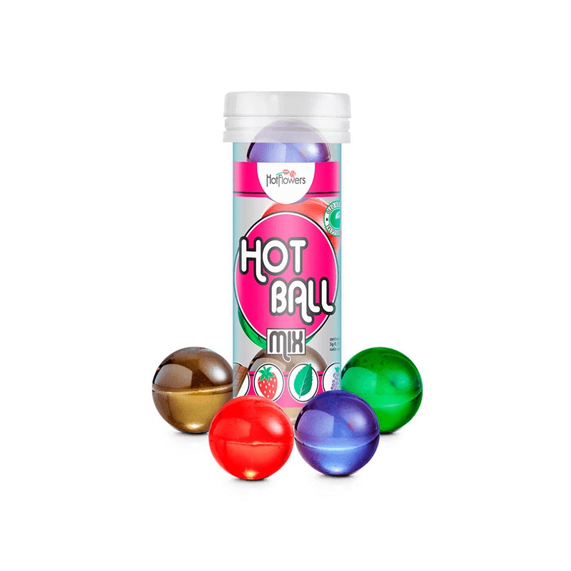 Bolinhas Explosivas Beijáveis com 4 Aromas Sabores de Menta, Chocolate, Morango e Uva - Hot Flowers Hot Ball Mix - 4 Unidades - Health