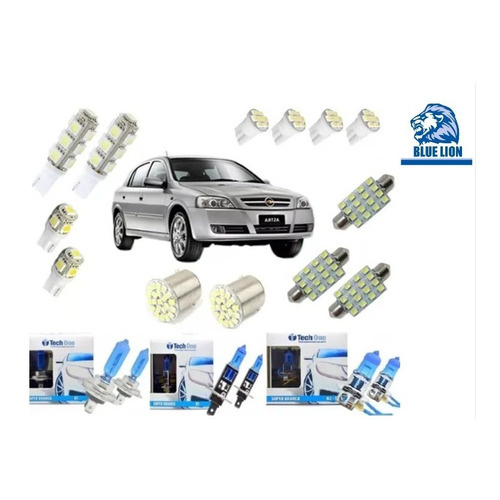Kit Astra  Lampadas Super Branca H7 H1 H3 + Led Techone