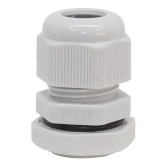 Kit 5 Peças - Prensa Cabo Nylon Pg11 Cinza Claro