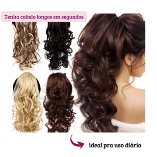 Aplique Rabo De Cavalo com Presilha 50cm Ondulado Cores em Oferta na Shopee