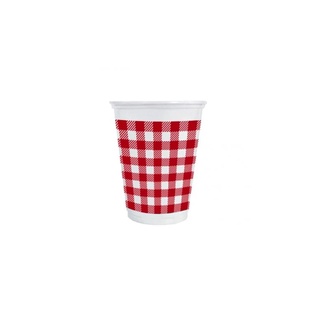 Copo de Plástico Xadrez Vermelho 200ml - 25 unidades - Rizzo