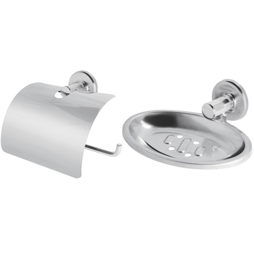 Papeleira Com Tampa Inox Porta papel Higiênico + Saboneteira Porta Sabonete Inox Parede com Fixação dupla