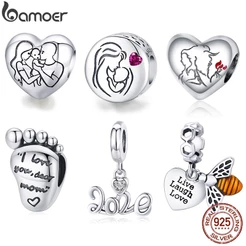Bamoer Love Series 100 % Prata Esterlina 925 Pulseira De Encaixe Pingente BSC493