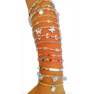 Kit 3 Pulseiras Feminina Folheadas a Prata Semi Joias