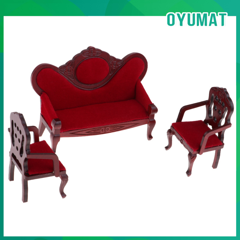 Oyumat Retro 1 12 Dollhouse Miniature Furniture Living Room Sofa Couch Chair Set Shopee Brasil
