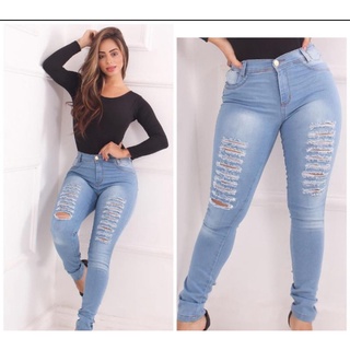 calça jeans com Lycra calça clara calça rasgada cigarrete calça skiny
