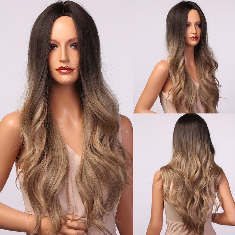 Peruca Orgânica Ondulada Sem Franja Fibra Premium Lindíssima 65cm em Oferta na Shopee