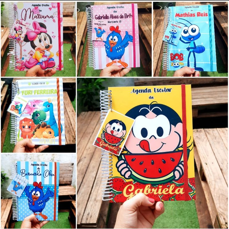 Agenda Escolar datada capa dura personalizado com nome mais de 100 temas a sua escolha
