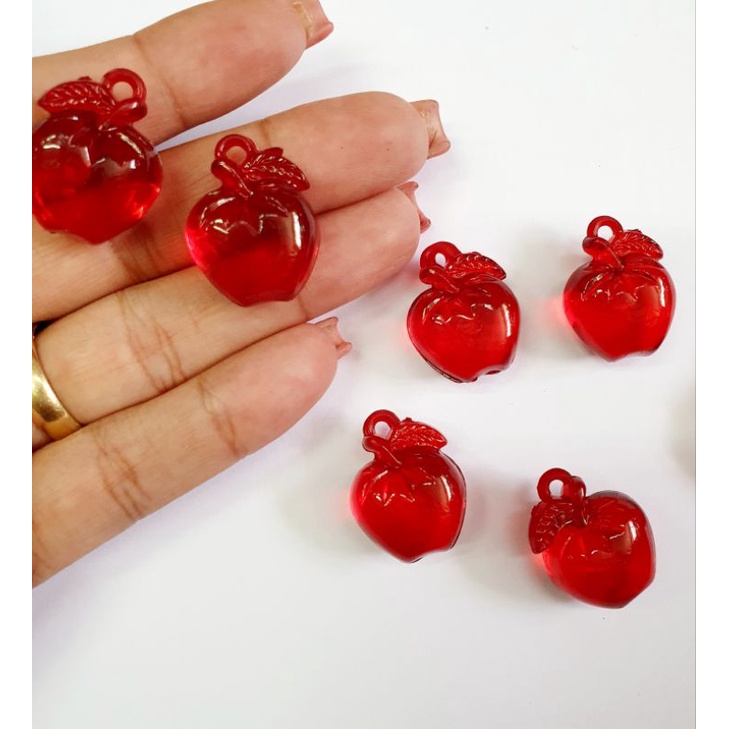 Miçangas Maçã Acrílica 2cm 50 Gramas