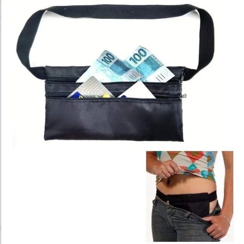 Kit 3 Doleira Pochete Porta Dinheiro Cartão Passaport Celular Documento Anti-furto Cinto Elástico em Oferta na Shopee
