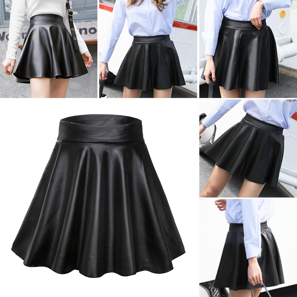 short flared leather skirt