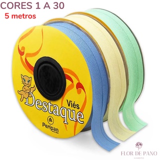 Viés Destaque 35mm 5 metros Cores Lisas Ref. 9000 Cores 01 a 30