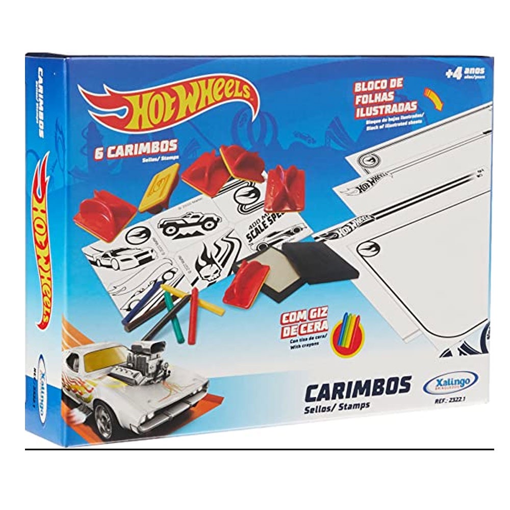 Conjunto De Arte Carimbo e Giz De Cera Xalingo Hot Wheels