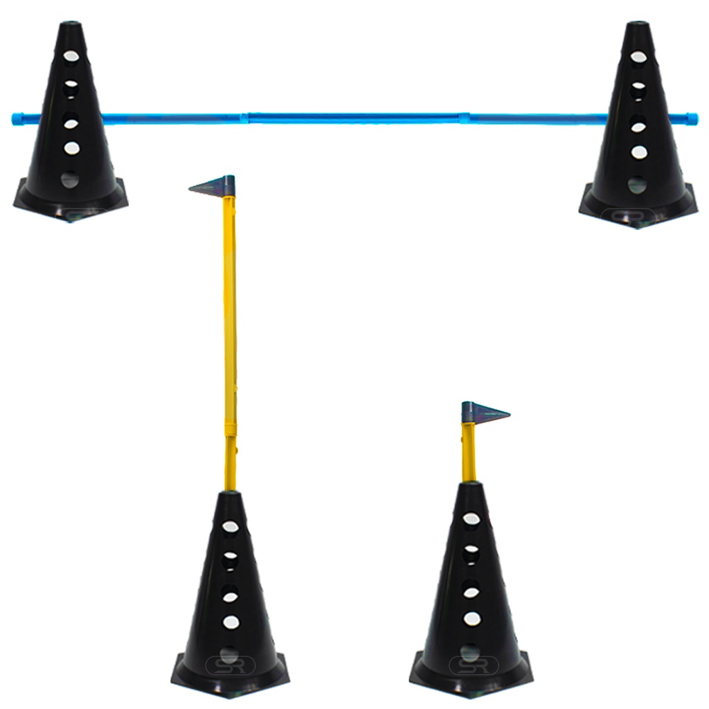 Kit 4 Cones Demarcatório Furados C/ 2 Barreiras - Treinamento Agilidade