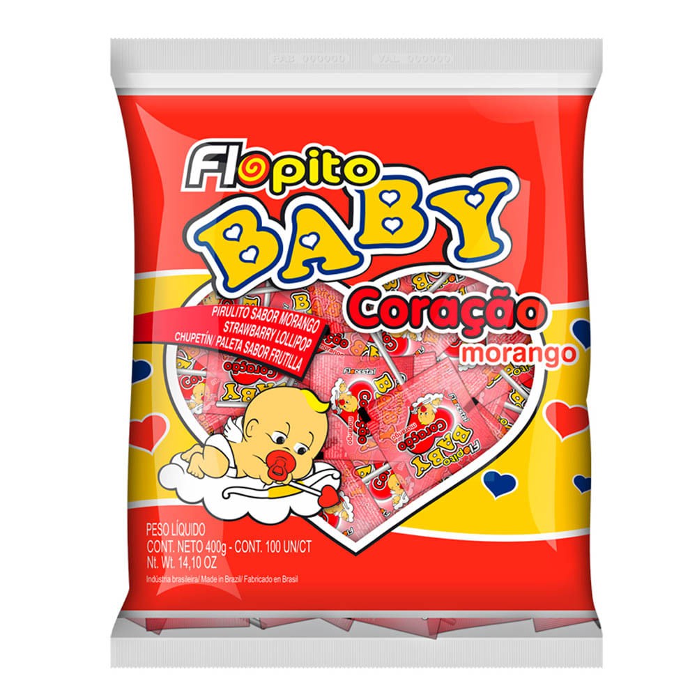 Pirulito Coração Baby Vermelho Morango COM 50 UNIDADES  - Florestal (PROMOÃO ) em Oferta na Shopee