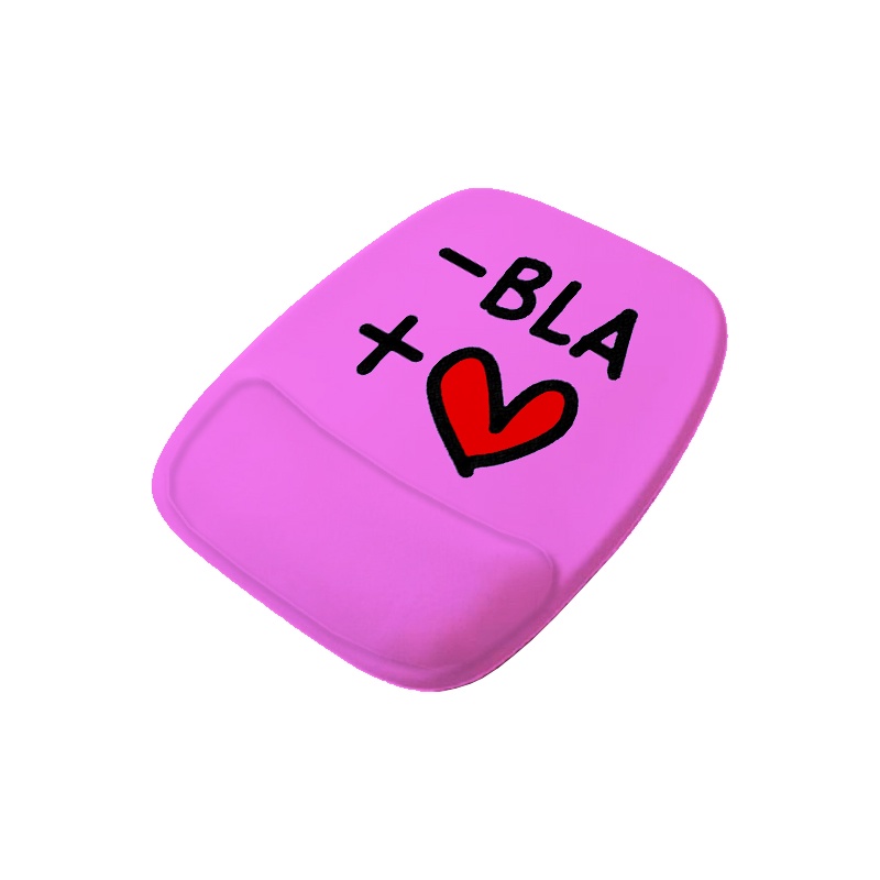 Mouse Pad Ergonomico Retangular Menos Bla Mais Coração Rosa