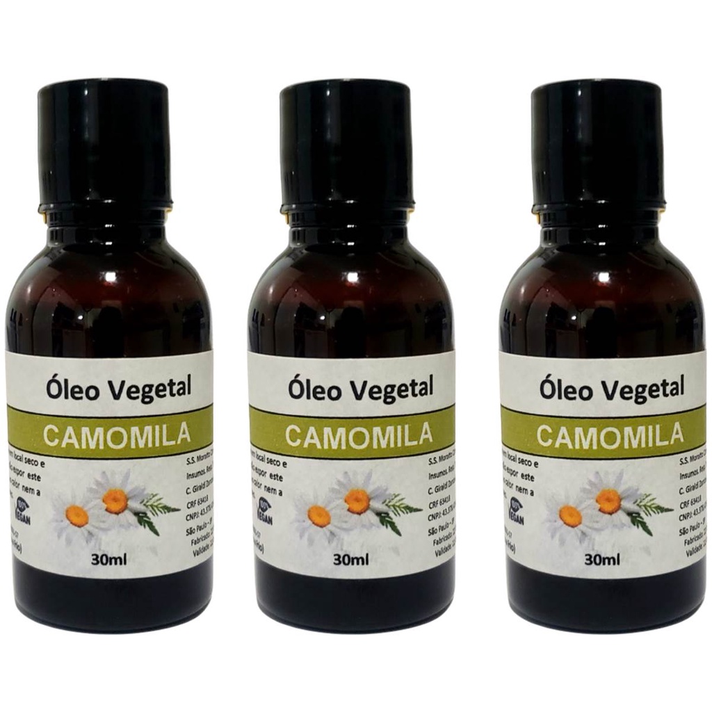 Kit 3x Óleo Vegetal de Camomila - 100% Puro - Prensado a frio