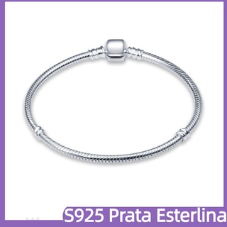 💗17-21 Cm Cobra Cadeia Pulseira Clássica Com Base Em Prata S925 Braceletes Charms DIY