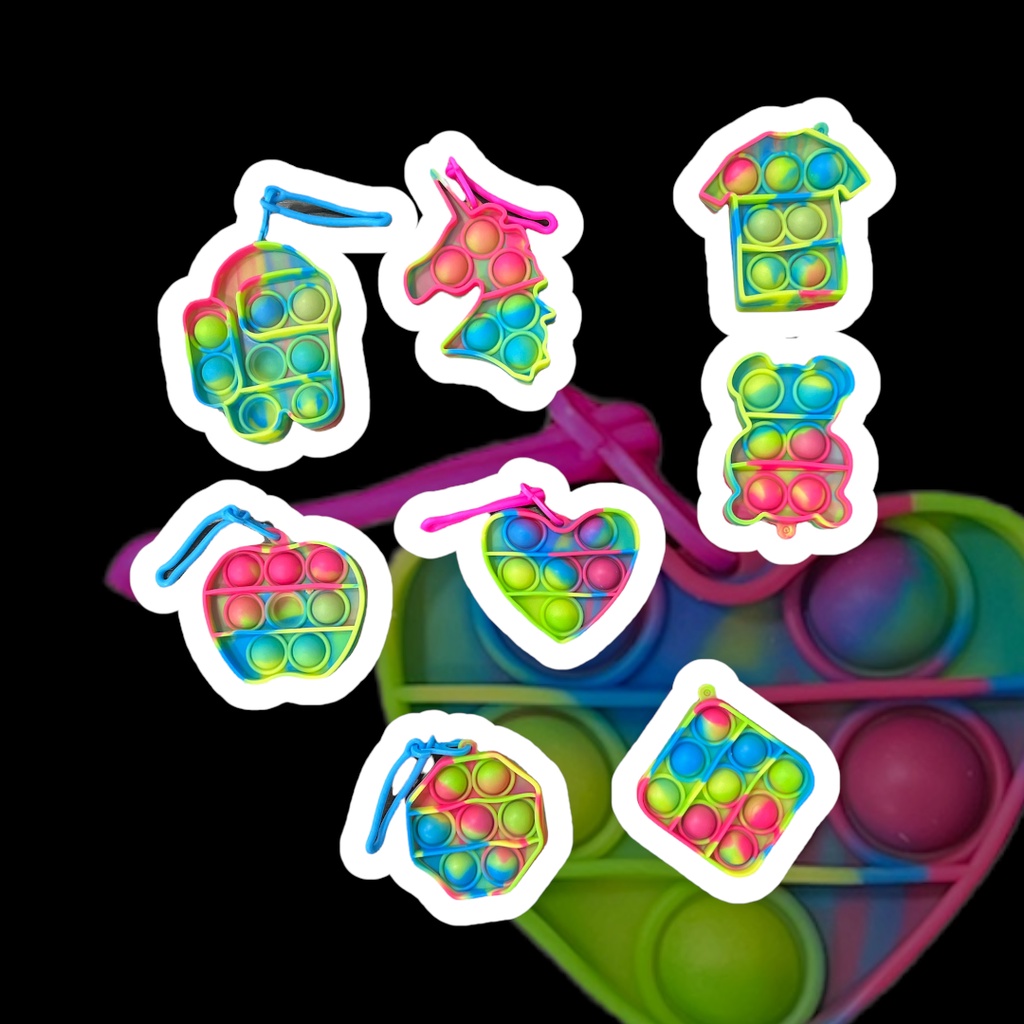 16 Portachiavi Pop It Fidget Toys Pack Party Bag Fillers Per - Foto 5