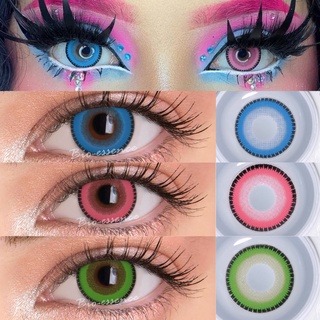 UYAAI 2 Pcs/Par Colorido Eye Lentes De Contato Azul Rosa Olho De Moda Maquiagem Bonita Acessório