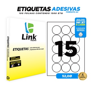 Etiqueta Adesiva A4 52,0Ø Redonda 100 Folhas - Link Etiquetas em Oferta na Shopee