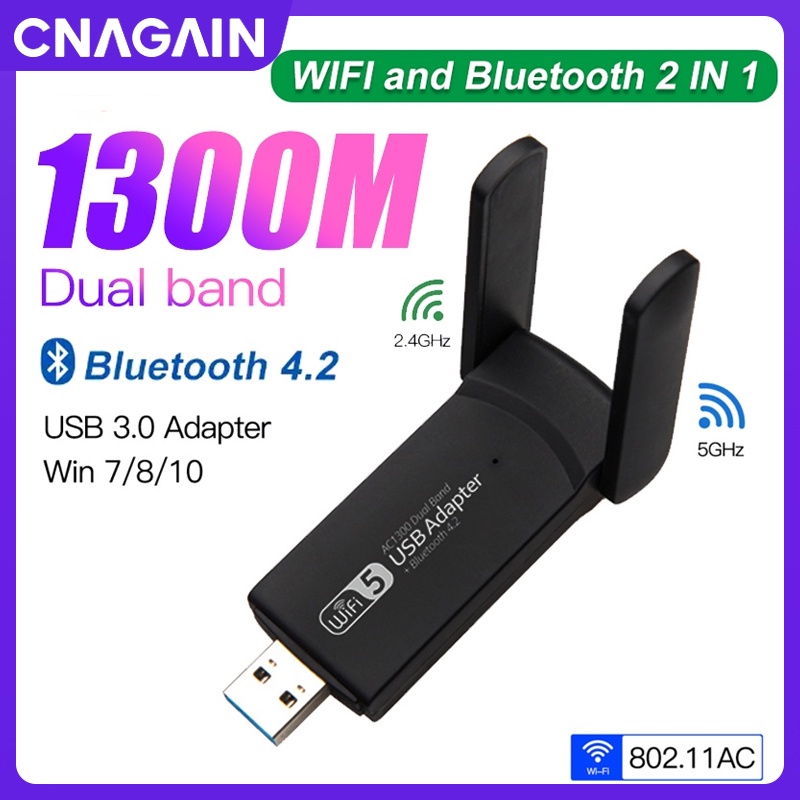 Receptor WiFi USB 3.0 1300Mbps Bluetooth 4.2 Dual-Band 2.4Ghz & 5Ghz ...