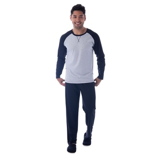 Pijama Masculino Tecido Canelado Fechado De Inverno Blusa Manga Longa E Calca Quentinho