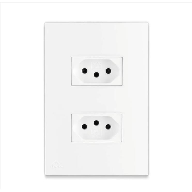 Tomadas Dupla Com Placa 2P 10A  110/220V Linha Lissê Apoio 4X2 em Oferta na Shopee