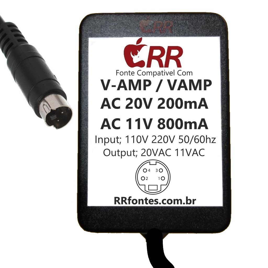 Fonte Ac v 11v Para Pedal Pedaleira Behringer Vamp V Amp3 Shopee Brasil