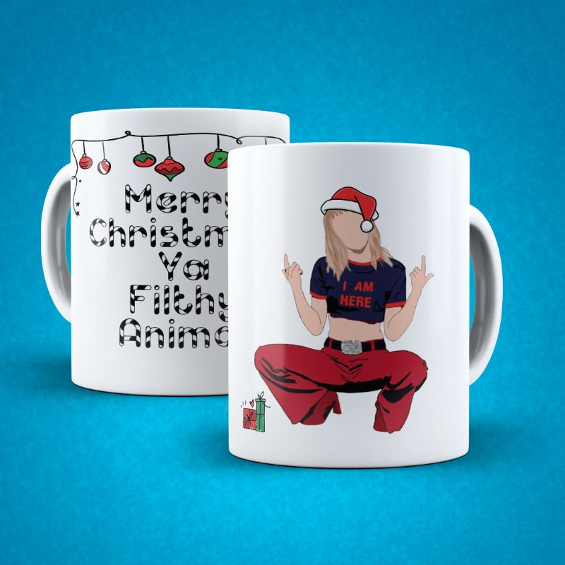 Caneca Miley Cyrus Merry - Christmas Ya Filthy Animal (Porcelana)