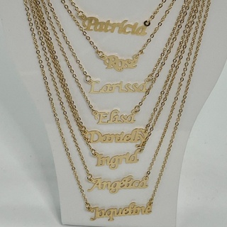 Colar cordão com nomes folheado a ouro 18 K