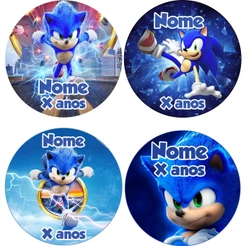 Adesivos Papel Fotográfico 4cm x 4cm Sonic Personalizado