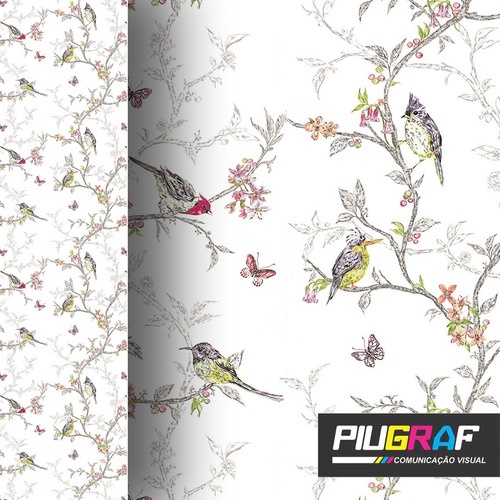 Papel De Parede Adesivo Pássaros Passarinho Retro    A201