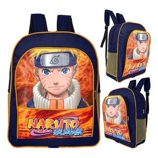 Mochila Escolar Infantil Grande Naruto Classico Azul/Amarelo