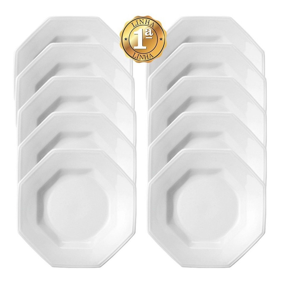Kit 10 Pratos Fundos Porcelana Schmidt Prisma 1ªlinha Oferta em Oferta na Shopee