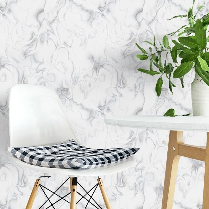 Papel De Parede Azulejo Mármore Branco Estilo Porcelanato 2,50 mts
