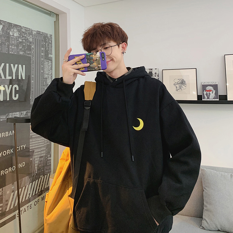 【Hyperionhi1】Moletom Masculino Oversized Coreano Solto Estampado Manga Longa