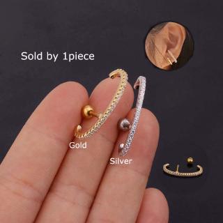 1 Pedaço Cobre Lobe Concha Piercing Brincos 6mm Comprimento De Zircão 16G