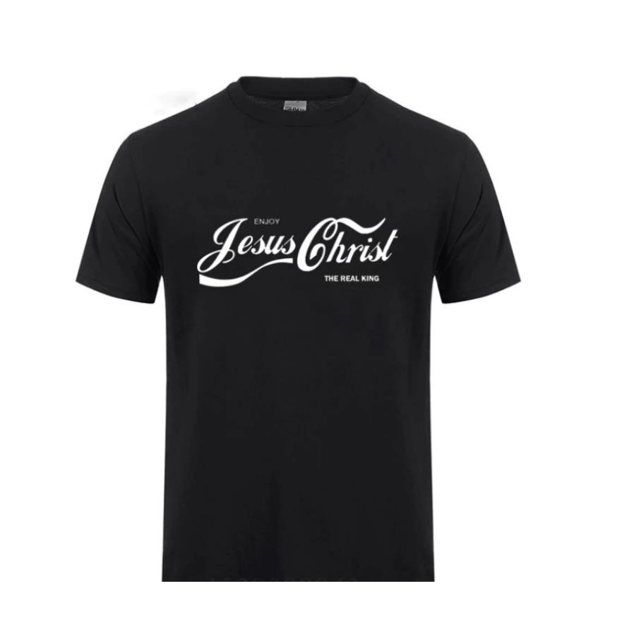 Camiseta enjoy Jesus Cristo the real King - desfrute de Jesus Cristo o verdadeiro Rei preta