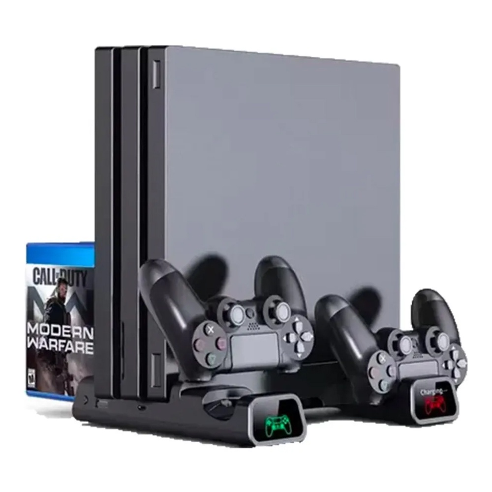 Base Suporte Vertical Carregador Cooler 3 Em 1 Para Playstation 4 Slim Pro Ps4