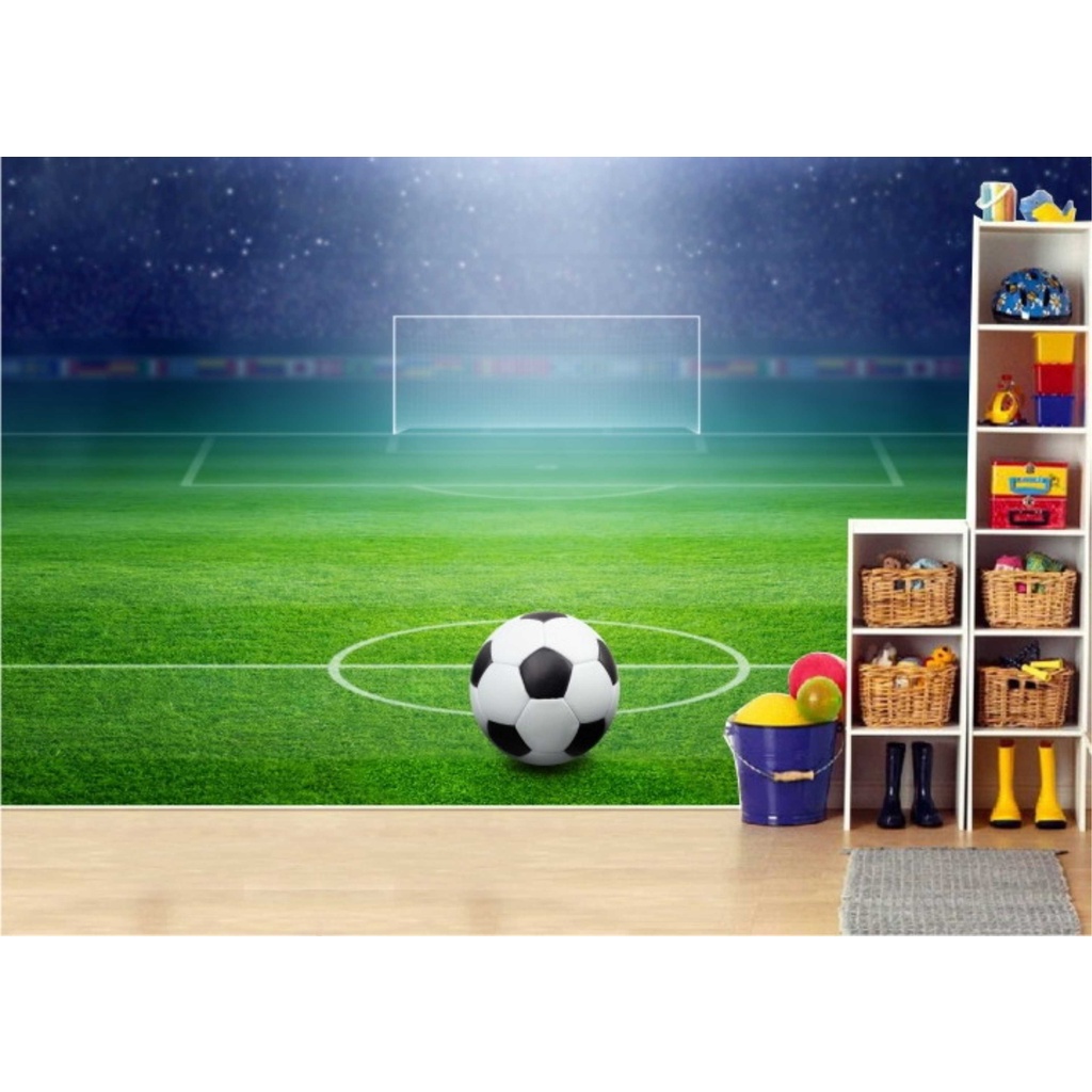 Adesivo Painel Futebol Infantil Time Quarto Papel De Parede Menino Jogo Futebol Bola Campo M04