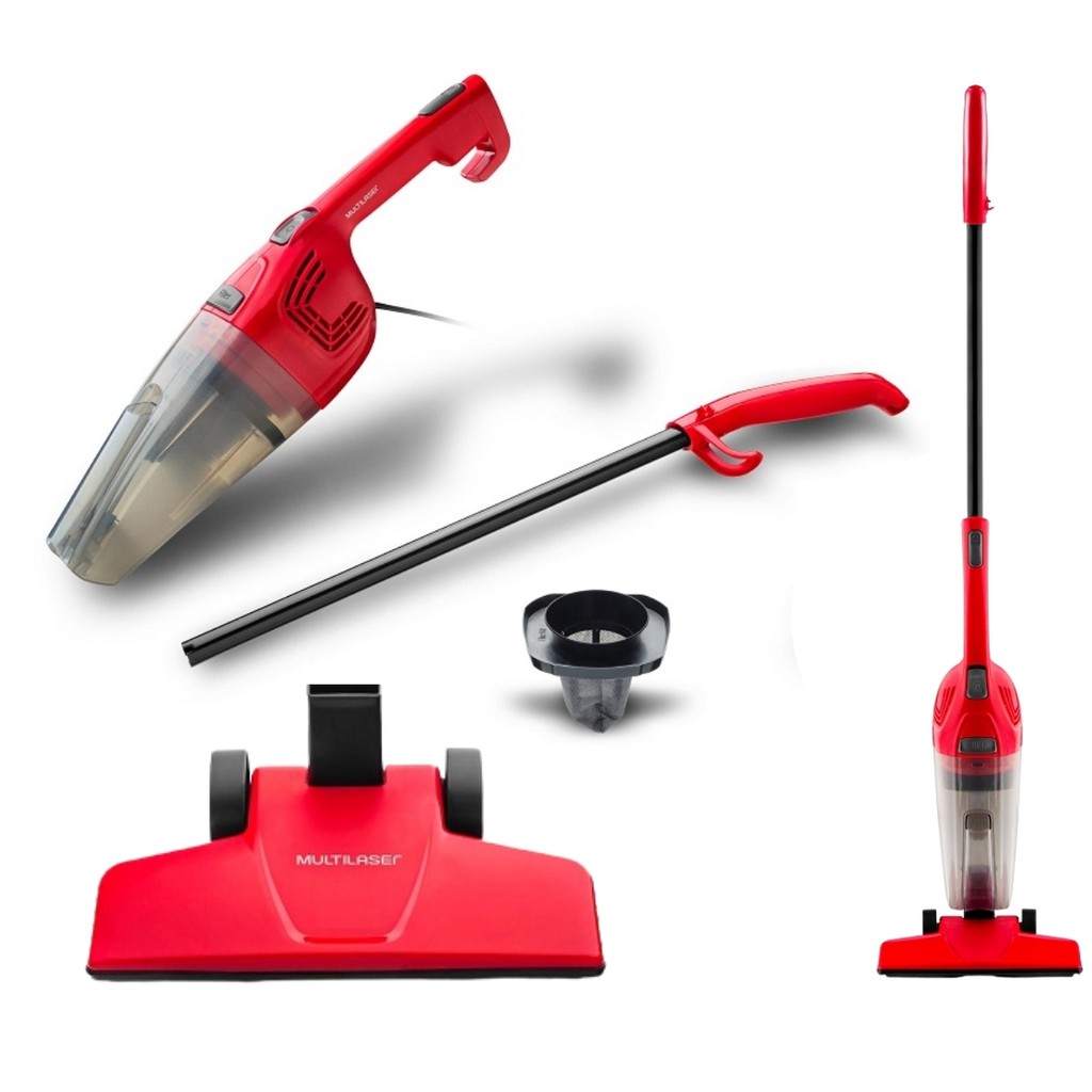 Aspirador De Pó Vertical Portátil Vermelho 2 em 1 Fio de 5 Metros