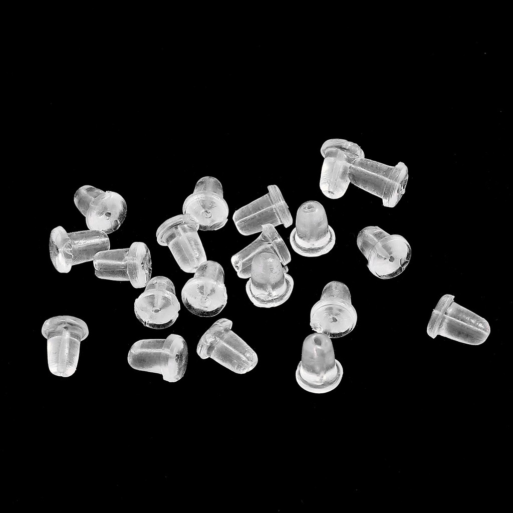 200 Pçs/Lote Transparente Silicone Borracha Brinco Rolhas Redondo Orelha Plugging Bloqueado DIY Jóias Fazendo Acessórios