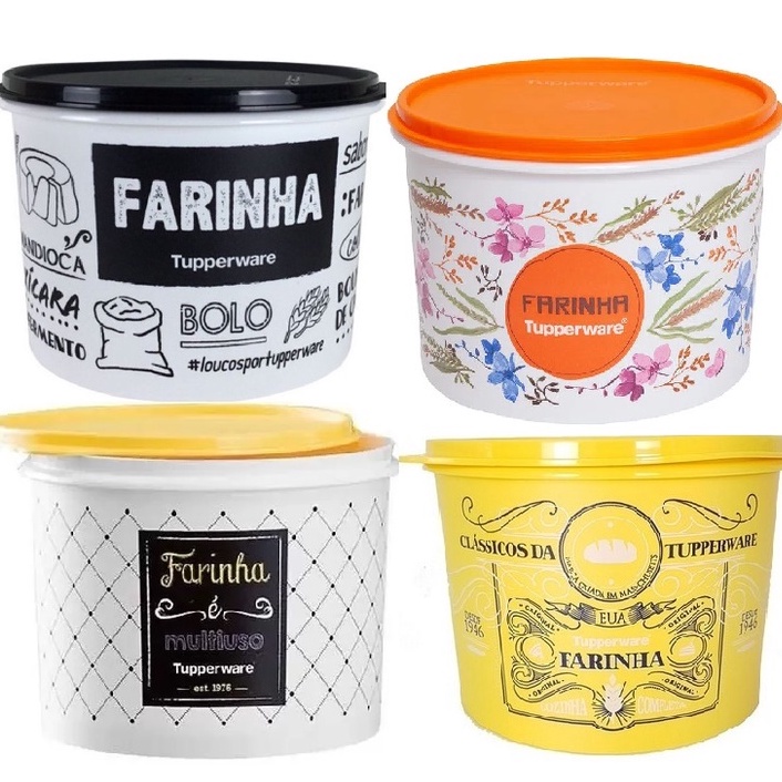 Tupper Caixa Tupperware Farinha Bistrô Ou Preto E Branco PB 2,4 Litros
