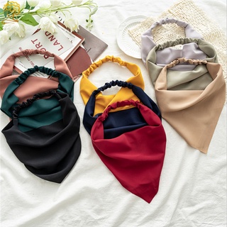 Cor Sólida Lenço De Cabelo Headwrap Elastic Hairbands Colorido Turbante Headbands Scrunchie Laço