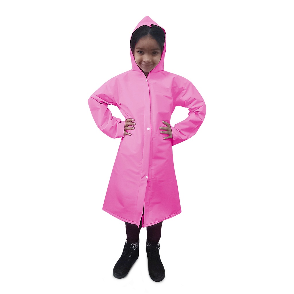 Capa De Chuva Pvc Forrada Infantil Tamanho M Rosa