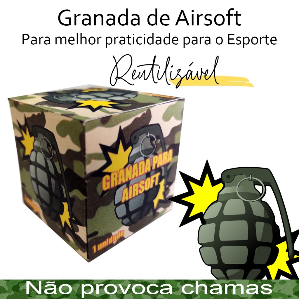 Granada Airsoft M26a2 Bb's Funcional, Reutilizável ação por mola