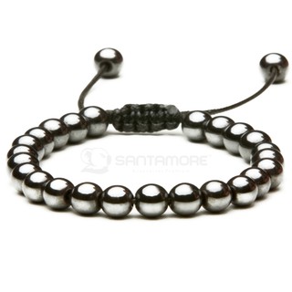 Pulseira da - Força e Proteção - Pedra Hematita feita em Macramê Modelo Unissex Feminina e Masculina