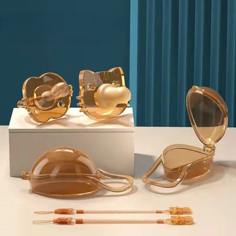 0-3 Anos De Idade Recém-Nascido Pacifier Bebê Super Macio Imitação Leite Materno Silicone Sem Bisfenol Um Uso Noturno Cabeça Plana Redonda Tipo Sono + Caixa + Corrente em Oferta na Shopee