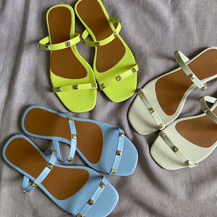 Rasteirinha Feminina Sandália Rasteira Casual Confortável Tiras Flat Básico Chinelo Feminino